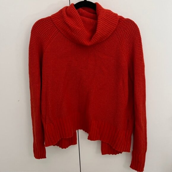 Madewell Cowl Neck Sweater with Open Back in Burnt Orange - Picture 1 of 9